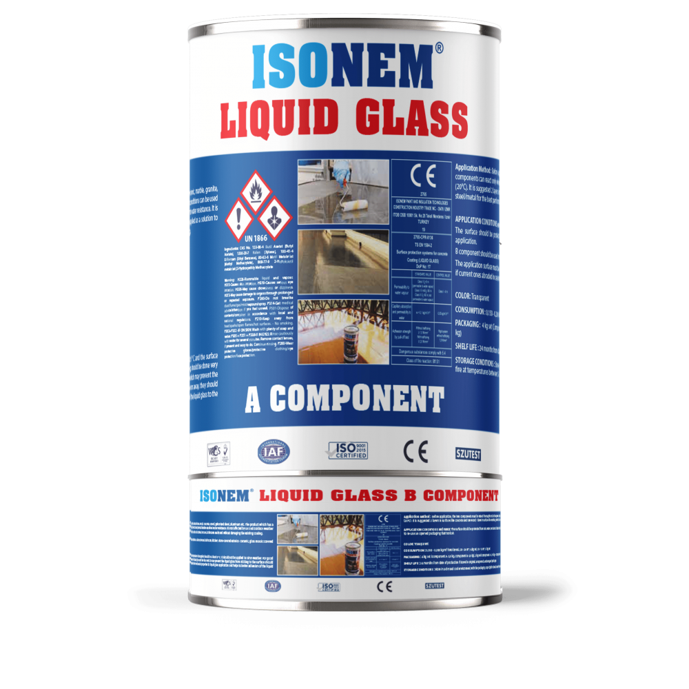 Isonem Liqiud Glass 4 Kg Set Sıvı Cam,Şefaf ve Parlak Su İzolasyonu