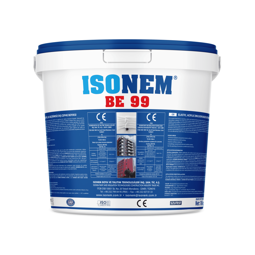 Isonem BE99 18 Kg %300 Elastik Geçirimsiz Dış Cephe Boyası